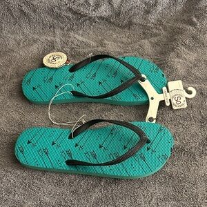 Teal Flip Flops with Arrow Design